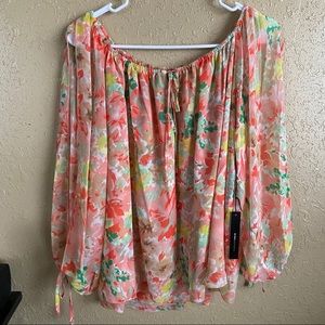 BCBG MaxAzria floral split sleeve blouse